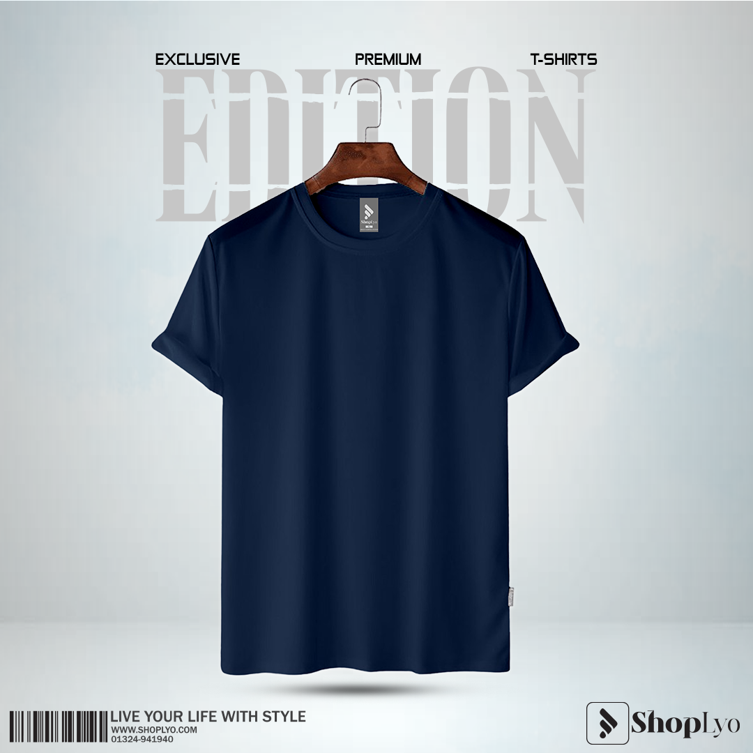 Men’s Premium Navy Blue Solid T-Shirt